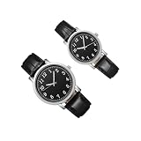 Tofficu Relojes para Parejas Movimiento de Cuarzo Preciso, Correa de Cuero Negro y Diseño Clásico para Actividades de Ocio E Interiores