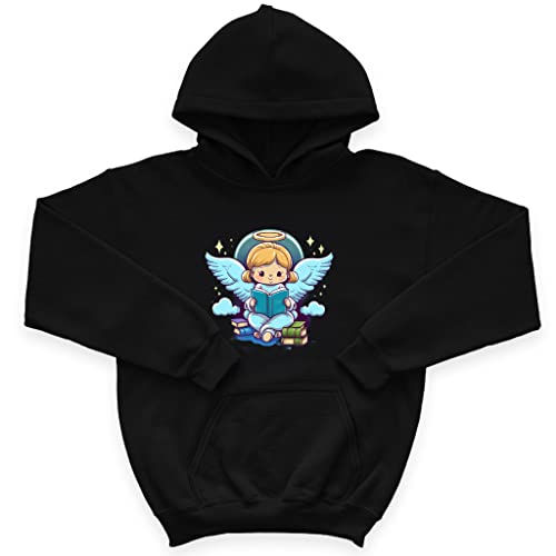 angel design kids' sponge fleece hoodie - book lover kids' hoodie - themed hoodie for kids