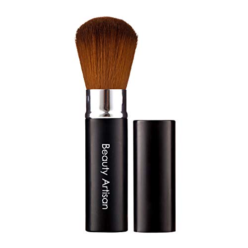 FEARLESSBOOM Retractable Kabuki Makeup Brush Travel Powder Foundation Brush For Powder, Blusher,Cosmetic (Black)