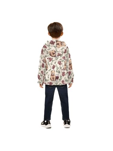 Bear and Grape Wine Girls Fleece Jacket Girls Fall Jacket Boys Coats Zip Up Hoodie Children Outerwear 2-10T4