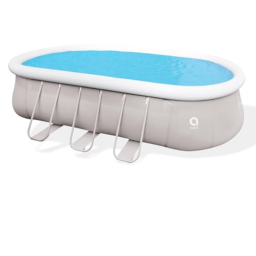 Jilong Avenli Piscine autoportante Ovale avec Structure, Gris 610x360x122 cm Gris