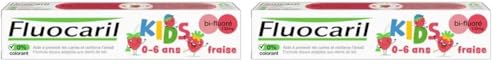 Fluocaril Kids - Bi-Fluoré 100 mg Pasta Dentífrica Anticaries Sabor Fresa - Esmalte Reforzado, Fortalece los dientes de leche, Eficacia Clínicamente Probada - 75 ml (Paquete de 2)