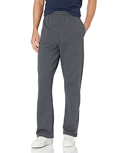 Jerzees mens Fleece Sweatpants, Open Bottom - Black Heather, X-Large US