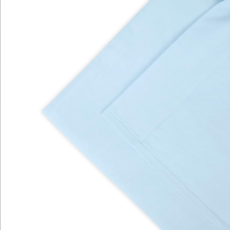 Image of Loom Blue Summer Fitted Percale Temperature Regulating Bedsheet Set - 100% Cotton, Soft & Breathable, Bedsheet 106x106 in + Pillow Covers 18x27 in, Lightweight Bed Linen for All Seasons