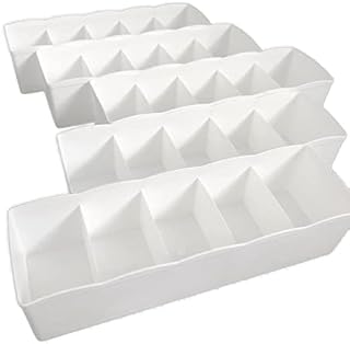 UNCLUTTERED DESIGNS Drawer Dividers (5 Set) Handy Stackable Organizers in Durable Plastic For Your Underwear, Crafts, Baby Clothes & Office Storage (White)