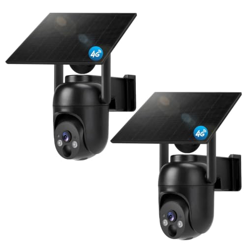 Image of 4G LTE Cellular Security Camera 2 Pack, Built-in SIM Card, Solar Powered | No WiFi Needed, 2K Color Night Vision, 360 View, for Jobsite & Off-Grid Areas, Motion Detection, 2-Way Audio, Easy Setup