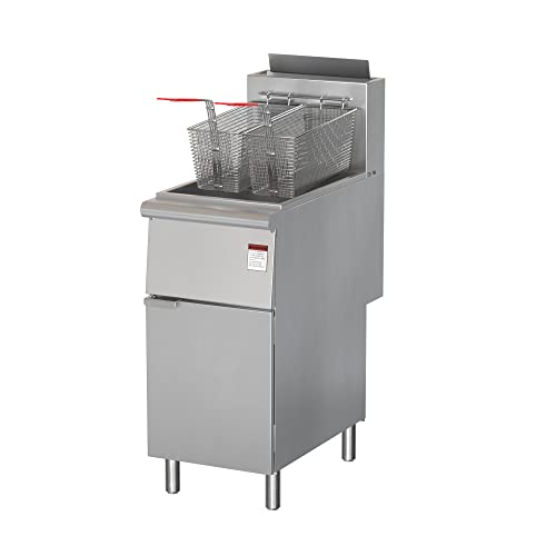 FF300 Liquid Propane 40 lb. Stainless Steel Floor Fryer - 90,000 BTU