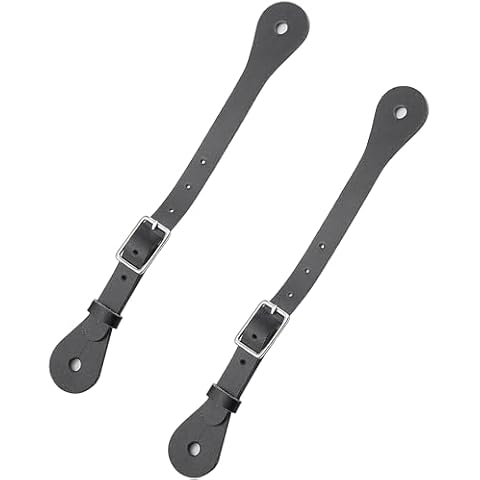 Rantow 1 Pair Handmade Leather Spur Straps - Adjustable Horse Riding Boot Strap Western Knight Spur Strap for Equestrian Supplies Cowboy Cowgirl Thigh High Boots, Black Cover