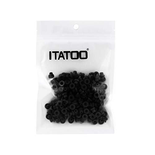 ITATOO 200pcs Soft Tattoo Grommets Rubber Tattoo Nipples for Tattoo Needles N201087 (Black)