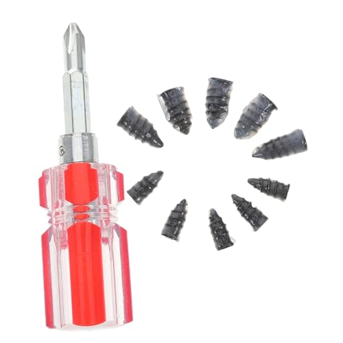 Abaodam 1set Tubeless Tire Repair Plug Kit Vacuum Repair Nails Screwdriver for Motorcycle Car ATV Rv Easy Puncture Fix Without Tire Damage Durable and Convenient Tool