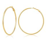 Big 14K Gold Hoop Earrings for Women 70mm Stainless Steel Hypoallergenic Large Hoops Earrings for Women, Birthday Mothers Day Jewelry Gifts Women
