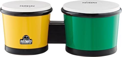 Bongo enfant en ABS Nino Percussion tambour musical vert jaune dès 4 ans