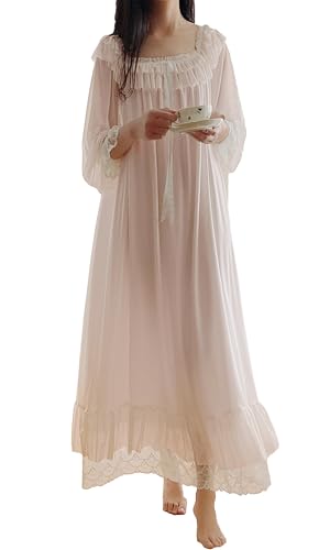 Airvid Women's Lace Vintage Victorian Nightgown Long...