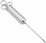 PFativant Jeringa para asar, 60 ml, con 3 agujas, jeringa para marinar de acero inoxidable 304, jeringa para especias, cepillo de limpieza para carne, pollo, vacuno, pastas con mermelada (plateada)