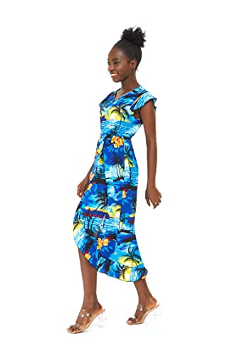 Image of Hawaii Hangover Family Matching Hawaiian Clothes, Sunset Blue | Family matching Hawaiian outfits, Sunset Blue, lightweight rayon, machine washable, tropical print, luaus, cruises