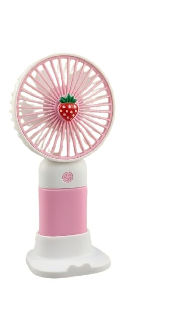 Mini Fan, Portable Handheld Fan, Pink, Strawberry Design, USB Powered, Compact Desktop Personal Fan-image-46