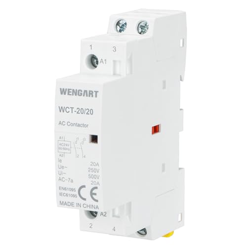 Wengart Contactor de CA Home WCT-20, AC24 V 20 A, control de precisión se une a una durabilidad insuperable y una gestión de energía sin esfuerzo (2NO)