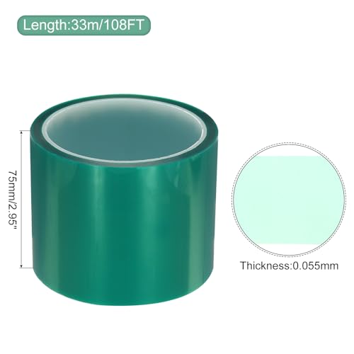 Image of MECCANIXITY Resin Tape Silicone Adhesive Tape High Temperature Resistance Easy Peeling Polyester for Epoxy Resin,River Tables,Craft,Remove Residue 2.95 Inch Wide 108FT Long(Green),Pack of 1