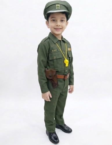 Image of BookMyCostume Kids 6-Pcs Forces & Community Helper Costume Collection - Army, Military, Navy, Police & Soldier Outfits - Fancy Dress for Patriotic Events, School Annual Day, Role-Play & Competitions