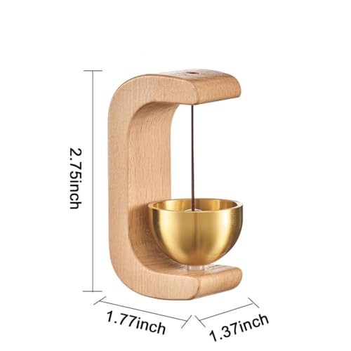 Image of Wooden Magnetic Door Bell Chime - Brass Shopkeeper Entry Alert for Small Doors, Wall Mount Classic Sound Bell, Decorative Vintage Doorbell for Home, Office & Store Use(WOODEN)