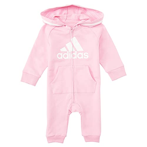 adidas Unisex Baby Long Sleeve Full-zip Hooded Onesie Jumpsuit Hoodie