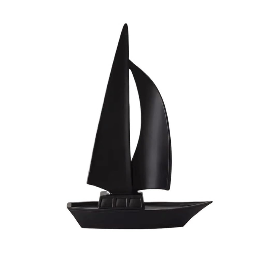 zhuyanbo007 Desk Statue, Sailing Boat Ornaments Light Living Room Furniture Foyer Wine Cabinet TV Decorations(Black)