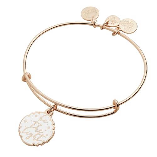 Alex and Ani Mantras + Inspirational Expandable Bangle for Women, Be The Light Charm, Shiny Rose Gold Finish, 2 to 3.5 in, One Size (A19EBLIGHTSR)