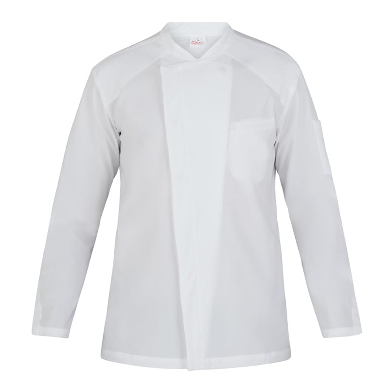 GIBLOR'S Giacca Chef Diego Uomo, Colore Bianco, Tessuto 100% Poliestere Sorona® Rip-Stop, Slim Fit