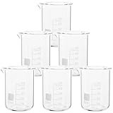 SHINEOFI 6 Stück Glasmessbecher 50ml Hitzebeständig mit Glattem Ausguss Präzise Messbecher für Labor und Küche