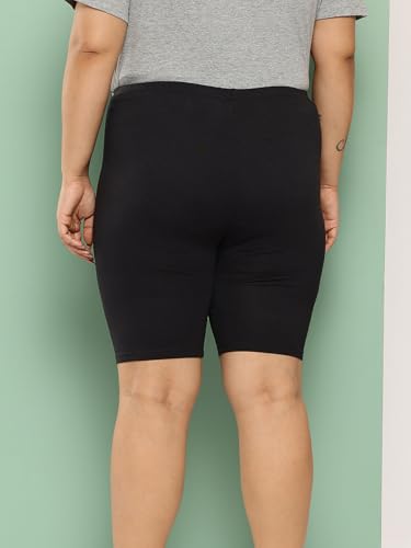 Image of LEADING LADY Women's Solid Cotton Mid Rise Shorts | Skinny fit Short for Workout, Yoga, Gym & Running Shorties (Pack of 3)