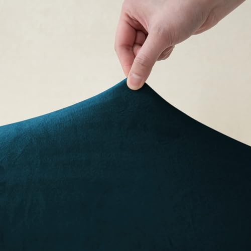 Image of HOKIPO 200 GSM Premium Velvet Sofa Cover 1 Seater Fully Covered, Peacock Blue (NEW-AR-4736-PBLU)