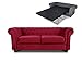 Produktbild Schlafsofa Chesterfield Asti Bis 2-Sitzer, Sofa mit Schlaffunktion, Couch 2-er, Couchgarnitur, Sofagarnitur, Holzfüße, Glamour (Rot (Velvet 59))