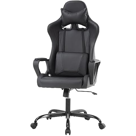 PayLessHere Ergonomic Racing Desk Chair Gaming Chair Computer Chair with Armrests 360° Swivel & Caster Pu Desk Task Chair Executive Headrest Lumbar Support for Back Pain Women Men and Adults Cover