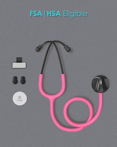 Image of Single Head Stethoscope for Nurses /Nursing School Students /Doctors | Pink Tube Essential Estetoscopio for Medical BP Monitoring & Home Use, with Accessories Name Tag & without EVA Case