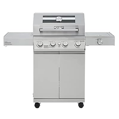 Monument Grills Larger 4-Burner Propane Gas Grills bbq Stainless Steel Heavy-Duty Cabinet Style with LED Controls Side Burner Mesa 400m