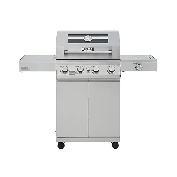Monument Grills Larger 4-Burner Propane Gas Grills bbq Stainless Steel Heavy-Duty Cabinet Style with LED Controls Side Burner Mesa 400m