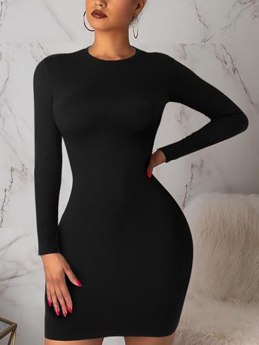 Women's Long Sleeve Bodycon Dress - Mini Spring Fall Club Party Fitted Tight Pencil Dresses3