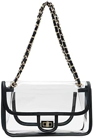 WOG2008 Clear Bag Stadium Approved PVC Clear Purses for Women Transparent Shoulder Bag for Concert Sports
