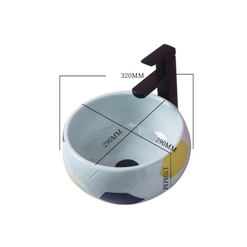 Lavabos de baño redondos lavabo moderno cerámica esférica sobre encimera compacta 32 x 17 cm 3