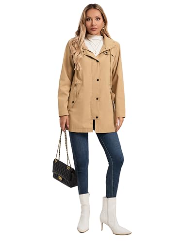 SaphiRose Women's Long Rain Jacket Waterproof Rain Coat with Hood Outdoor Light Raincoats Windbreaker3