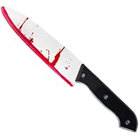WSOAFVK Cuchillo Falso con Sangre de Plástico para Halloween,