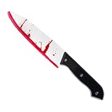 WSOAFVK Cuchillo Falso con Sangre de Plástico para Halloween, Daga Plateada de Broma y Accesorio de Disfraz, Arma de Terror para Fiestas de Adultos