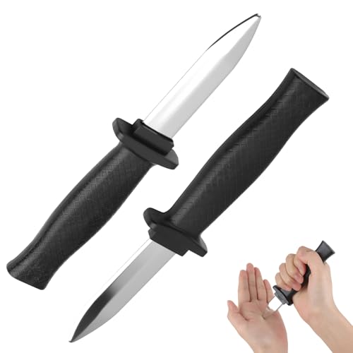 JiaHeHe 2 Pcs Couteaux Rétractables en Plastique, Faux Couteau Rétractable Jouet, Faux Couteau Halloween Accessoire de Magie, Poignards Disparaissants pour...