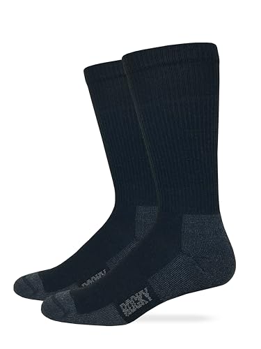 ROCKY Mens Merino Wool Year Round Seamless Toe Military Crew Boot Socks 1 Pair Pack (US, Alpha, Medium, Regular, Regular, Black)