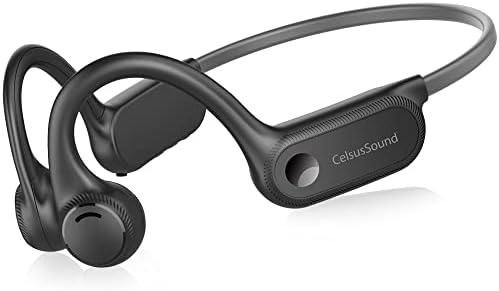 CelsusSound Bone Conduction Headphones with Noise-Canceling MIC, Bluetooth Waterproof Sport Headphones, Open Ear Stereo Headphones up to 8H Playtime, Wireless Headset for Running, Grey