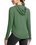 Women's UPF 50+ Sun Shirt with Hoodie Long Sleeve UV Protection Shirts Lightweight Hiking Fishing Shirts for Women(Army Green,S)