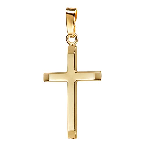 Anhänger-Kreuz Gold-Kreuz für Damen, Herren und Kinder mit abgeflachten Kanten als Ketten-Anhänger 750 Gold 18 Karat mit Schmuck-Etui Cover