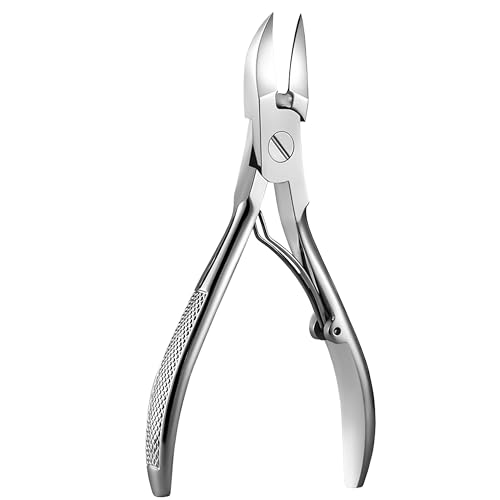 ARUIA Pinza de uñas para uñas gruesas o encarnadas, cortaúñas de acero inoxidable resistente para hombres y mujeres, corte de precisión ergonómico y sin dolor, herramienta de pedicura para personas