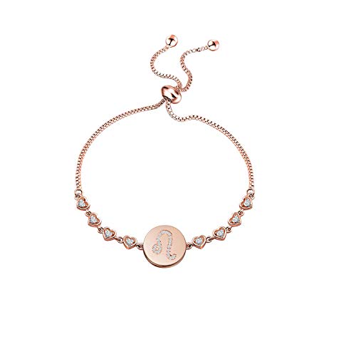 Ensianth Rose Gold Zodiac Sign Adjustable Bracelet Birthday Gift For Women Girls (Br-Leo) #TOP6