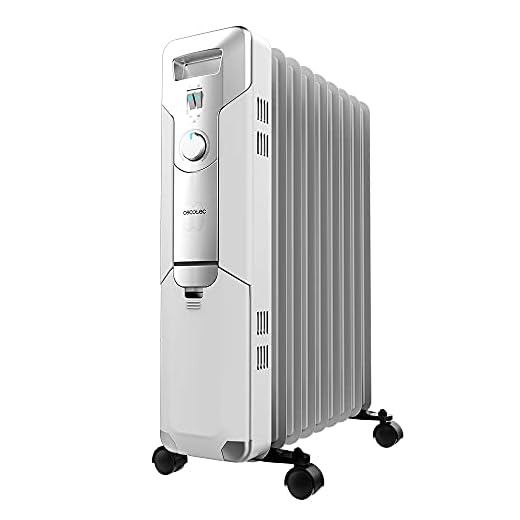 Cecotec Radiador Eléctrico de Aceite ReadyWarm 9000 Space. 9 Módulos, Bajo Consumo, 2000 W, 3 Niveles, Recogecables, Sistema de Seguridad, Ruedas, 20 m2